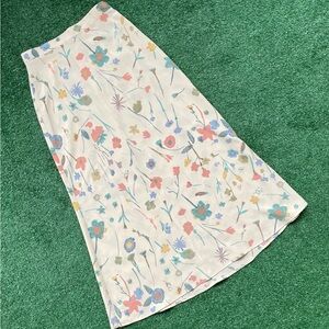 Vintage Chic Light Yellow Floral Long Maxi Skirt